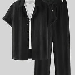 Men's Black Relax Fit Top Bottom Set