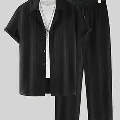 Men’s Black Pleated Co-Ord Set