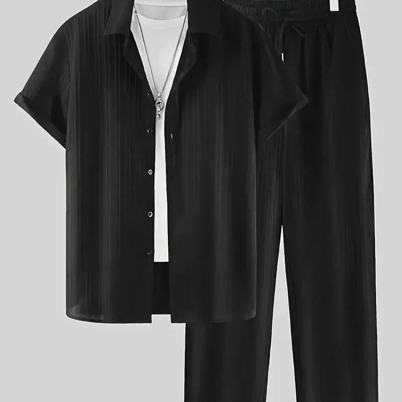 Men’s Black Pleated Co-Ord Set