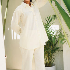 Ceramic White Linen Coord Set