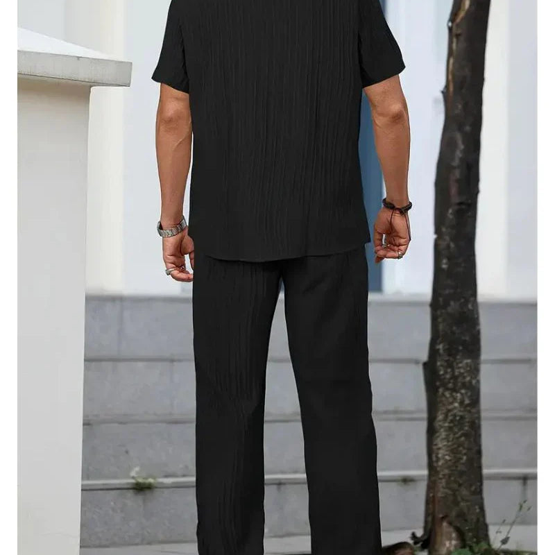 Men’s Black Pleated Co-Ord Set