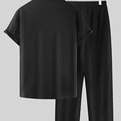 Men's Black Relax Fit Top Bottom Set