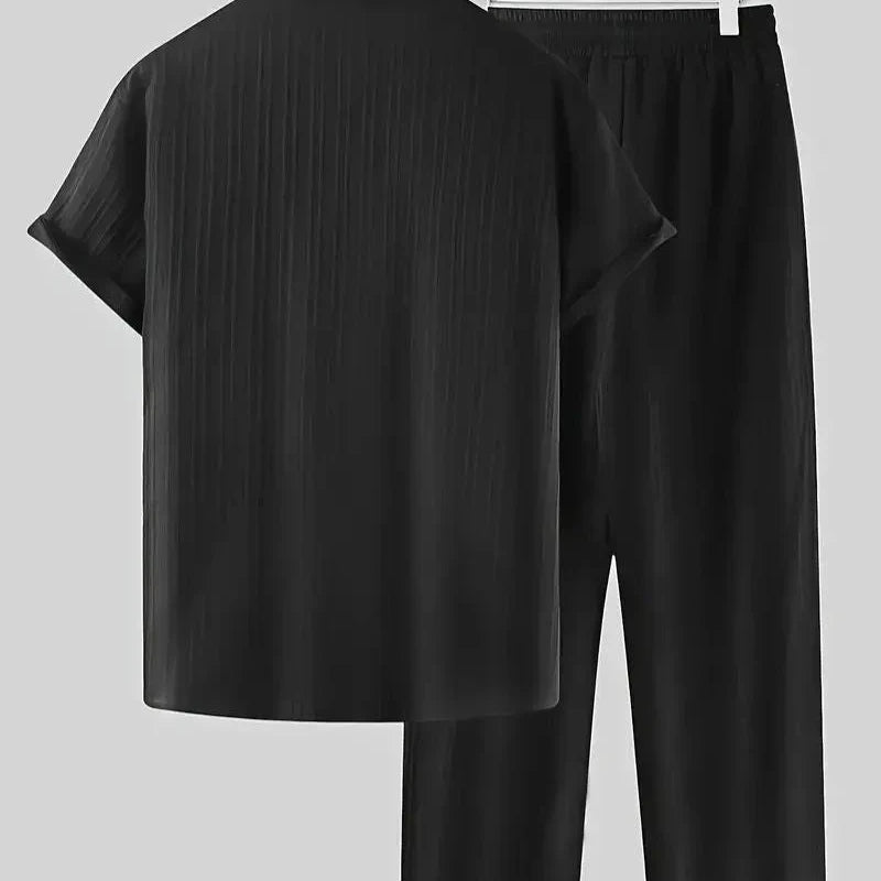 Men's Black Relax Fit Top Bottom Set