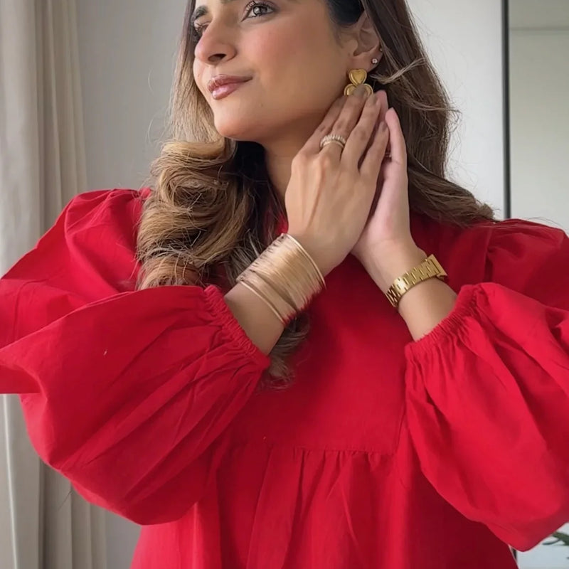 Cherry Red Poplin Dress