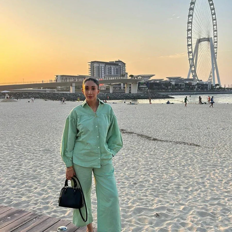 Priyanka Chopra Styled Pista Green Coord Set
