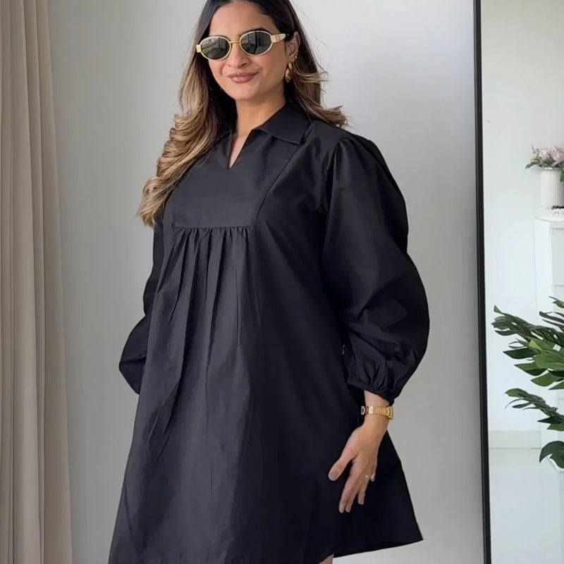 Timeless Black Poplin Dress