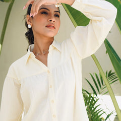 Ceramic White Linen Coord Set