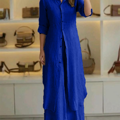 Women Casual Cotton and Linen Two-piece Set