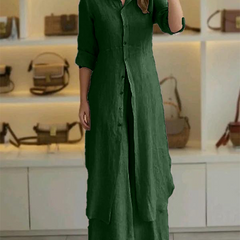 Women Casual Cotton and Linen Two-piece Set