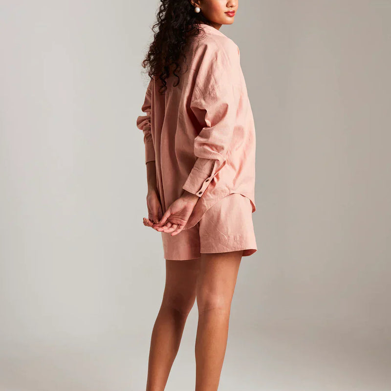 Rosé Co-Linen Classic Shirt Set