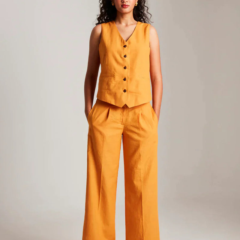 Mango Co-Linen Vest Coat & Trousers