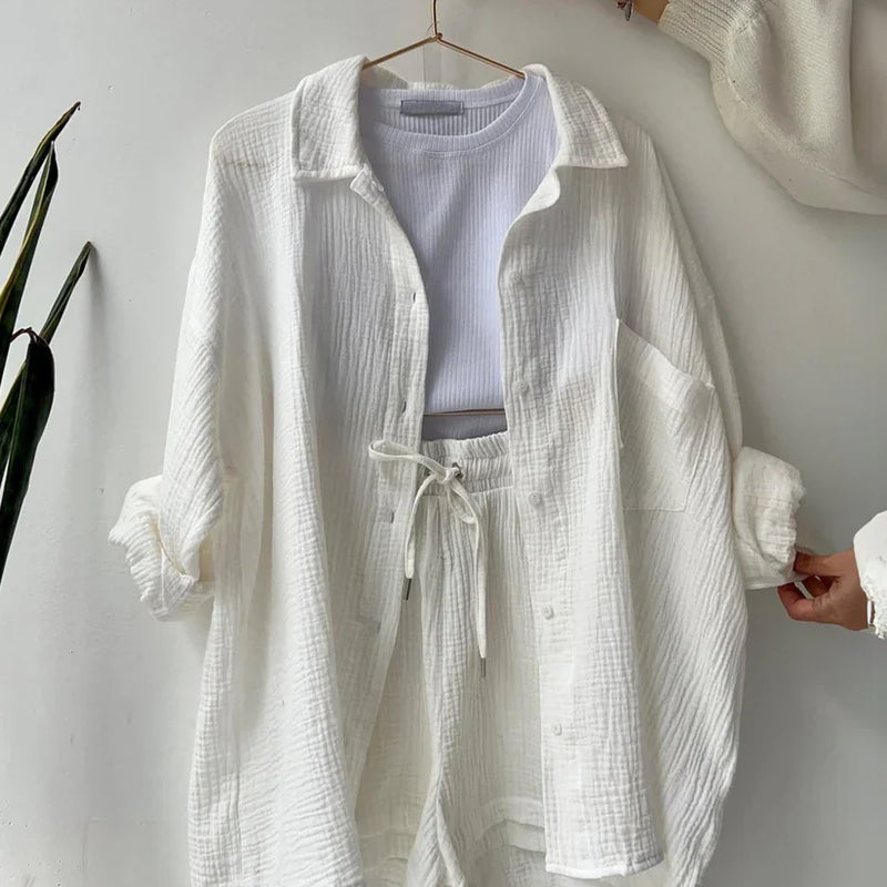 Ivory Ease – Cotton Co-ord Set for Women