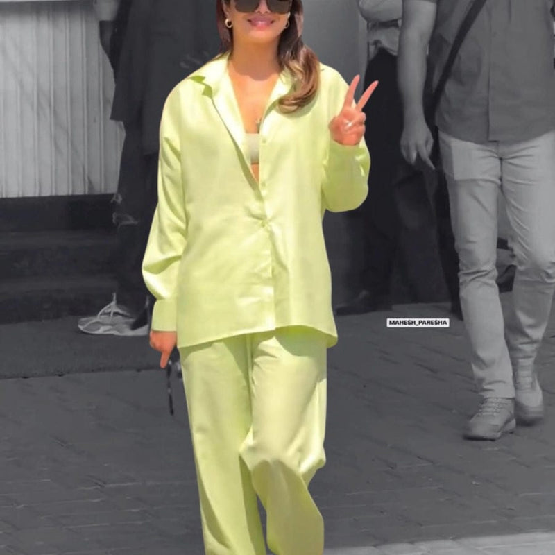 Priyanka Chopra Muse Pastel Pista Cotton Coord Set