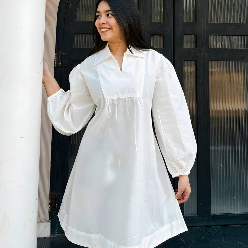 Vanilla White Poplin Dress