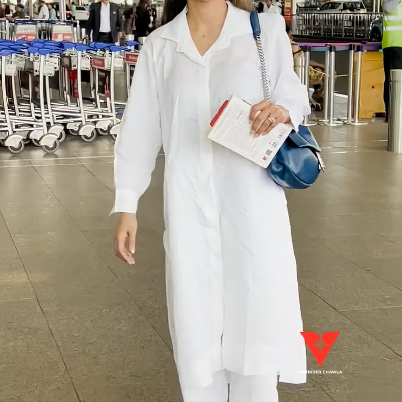 Mouni Roy Muse Vanilla Linen Kurta Set