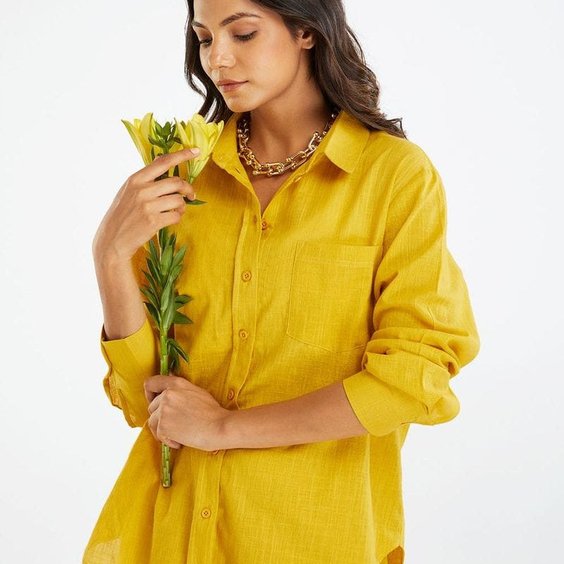 Yellow Cotton Slub Co-ord Set