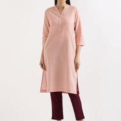 Salmon Pink Linen Kurta