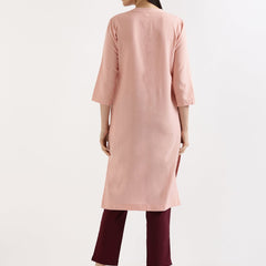 Salmon Pink Linen Kurta