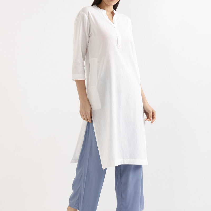 Breezy White Linen Kurta