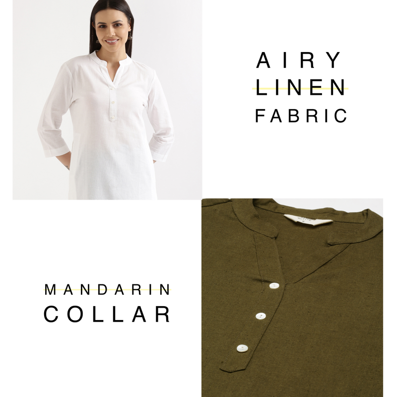 Salmon Pink Linen Kurta