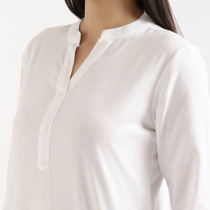 Breezy White Linen Kurta