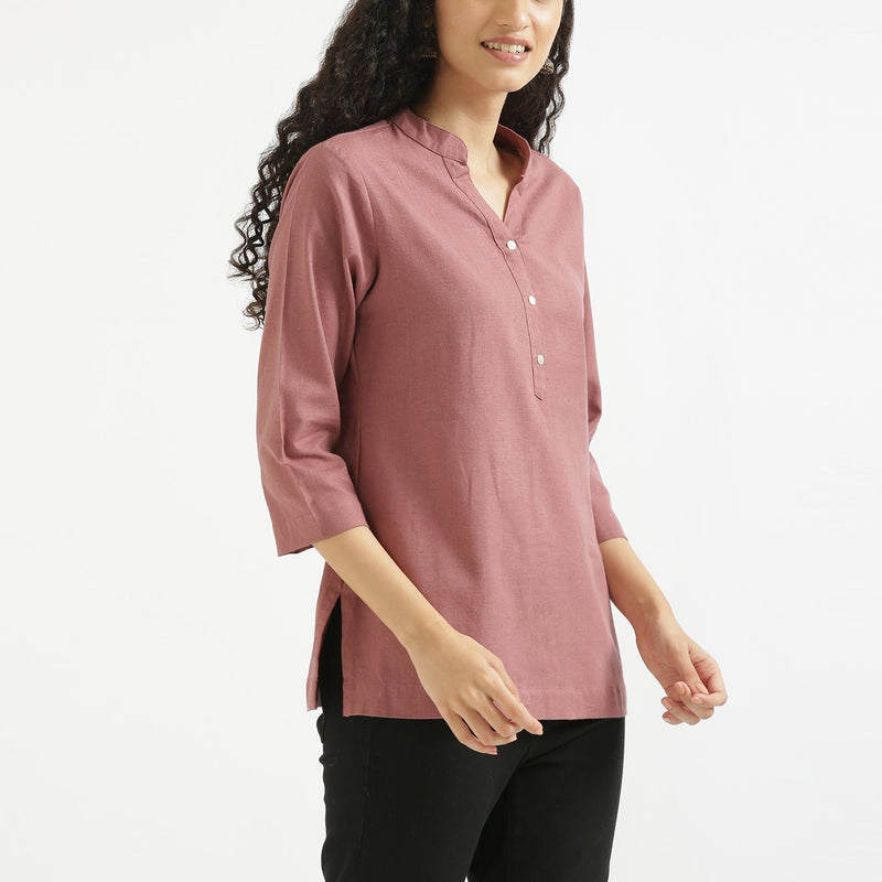 Rose Taupe Linen Kurta