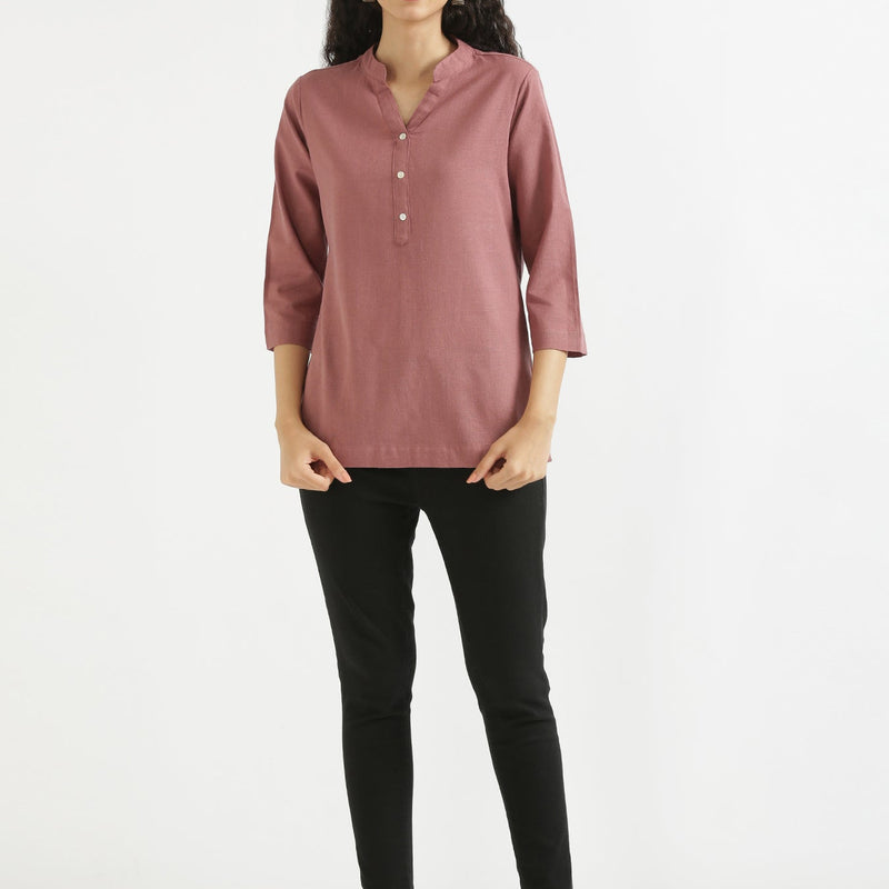 Rose Taupe Linen Kurta