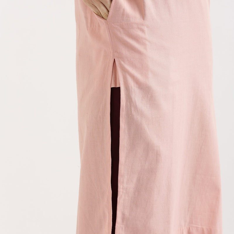 Salmon Pink Linen Kurta