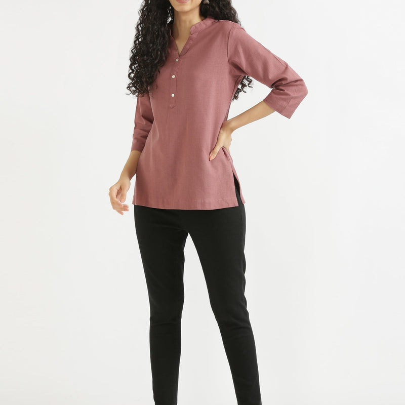 Rose Taupe Linen Kurta