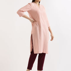 Salmon Pink Linen Kurta