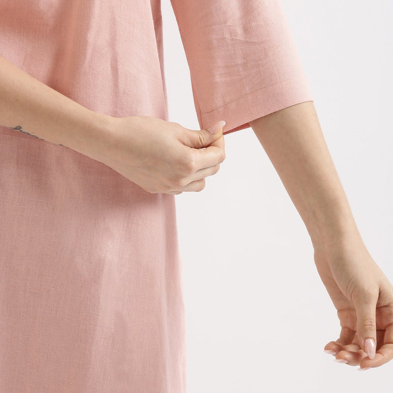 Salmon Pink Linen Kurta