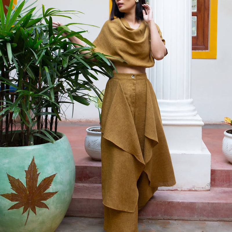 Chic Mustard Cowl Top