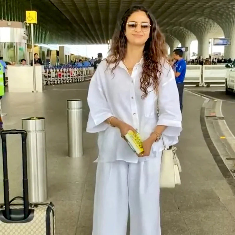 Keerthi Suresh Muse Vanilla Linen Coord Set