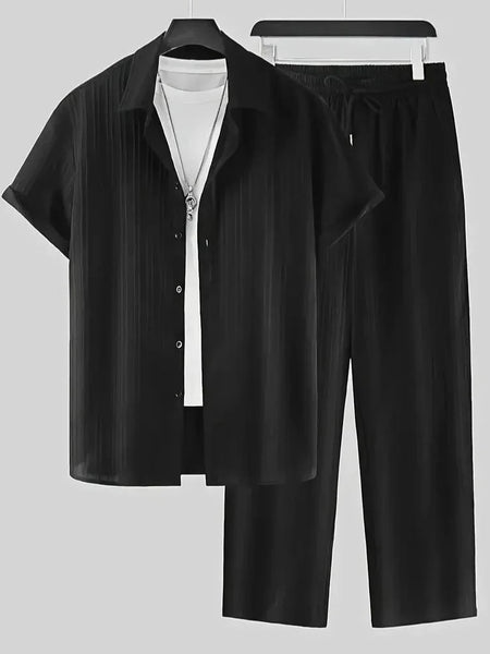 Men’s Black Pleated Co-Ord Set