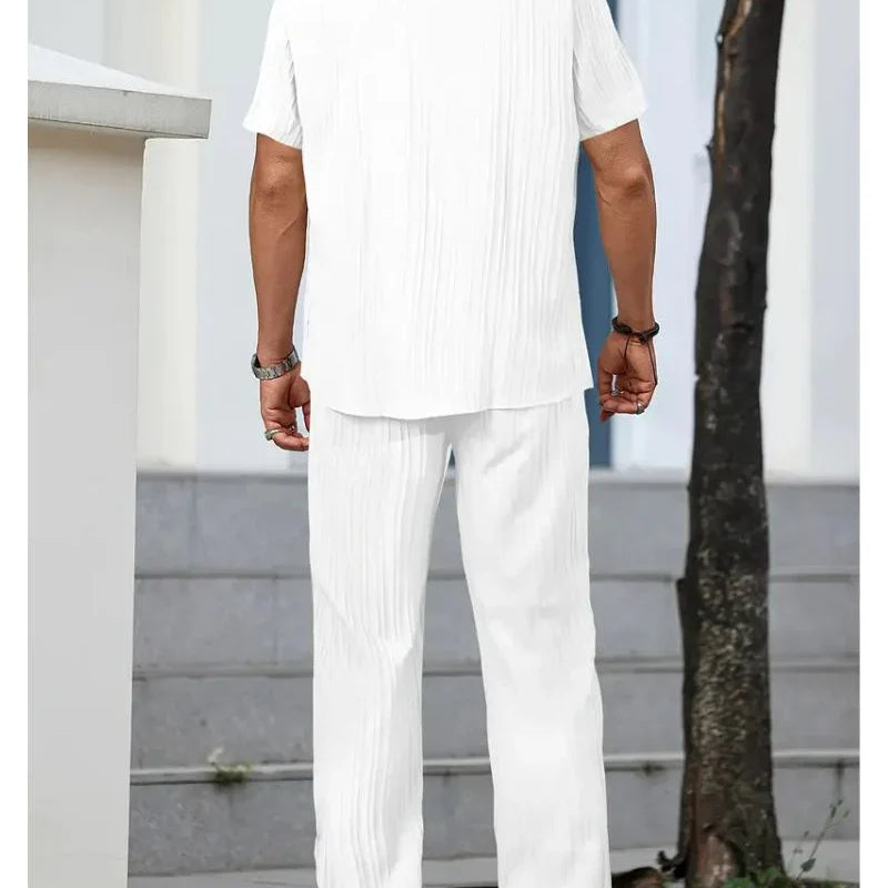 Men’s White Pleated Co-Ord Set