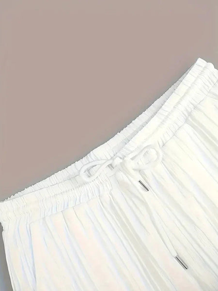 Men's Pleated White Top Bottom Set
