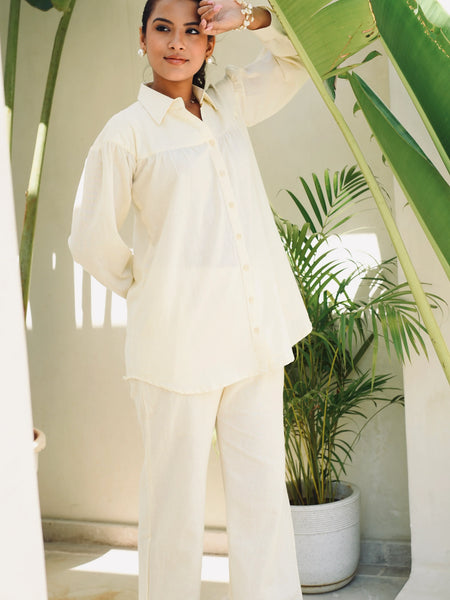 Ceramic White Linen Coord Set