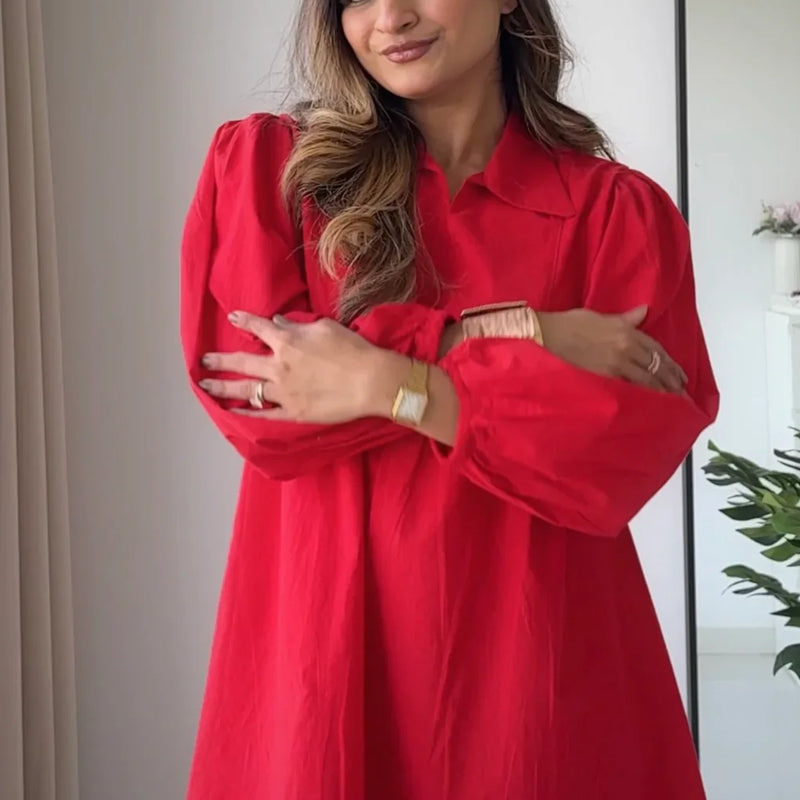 Cherry Red Poplin Dress