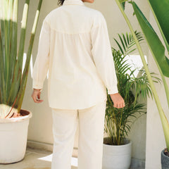 Ceramic White Linen Coord Set