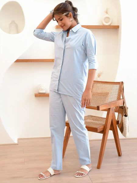 Powder Blue Linen Coord Set