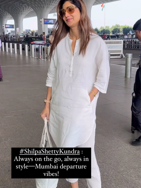 Shilpa Shetty Styled Vanilla Linen Kurta Set