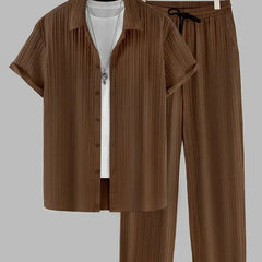Men’s Chocolate Brown Pleated Co-Ord Set