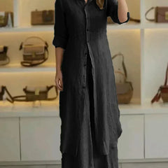 Women Casual Cotton and Linen Two-piece Set