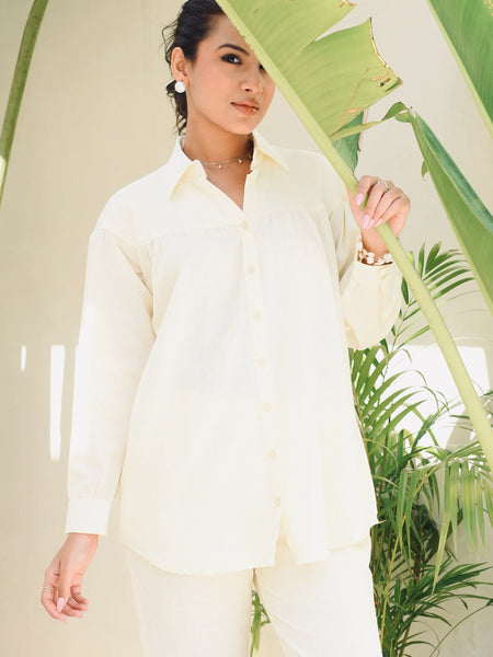 Ceramic White Linen Coord Set