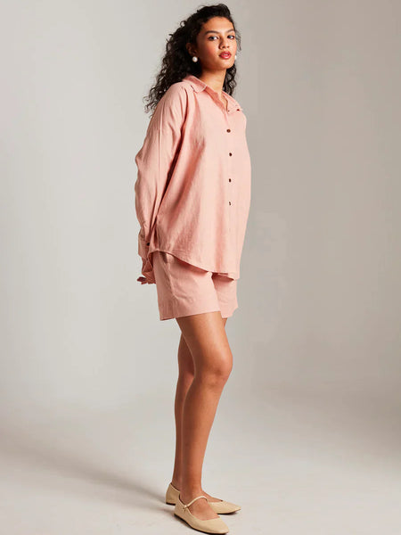 Rosé Co-Linen Classic Shirt Set