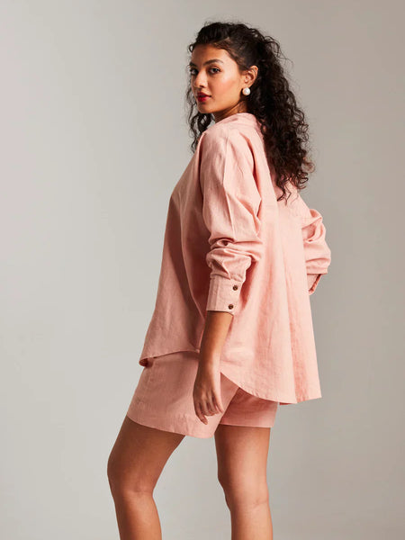Rosé Co-Linen Classic Shirt Set