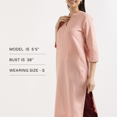 Salmon Pink Linen Kurta