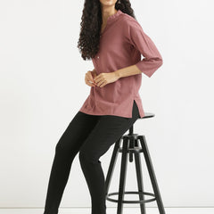Rose Taupe Linen Kurta