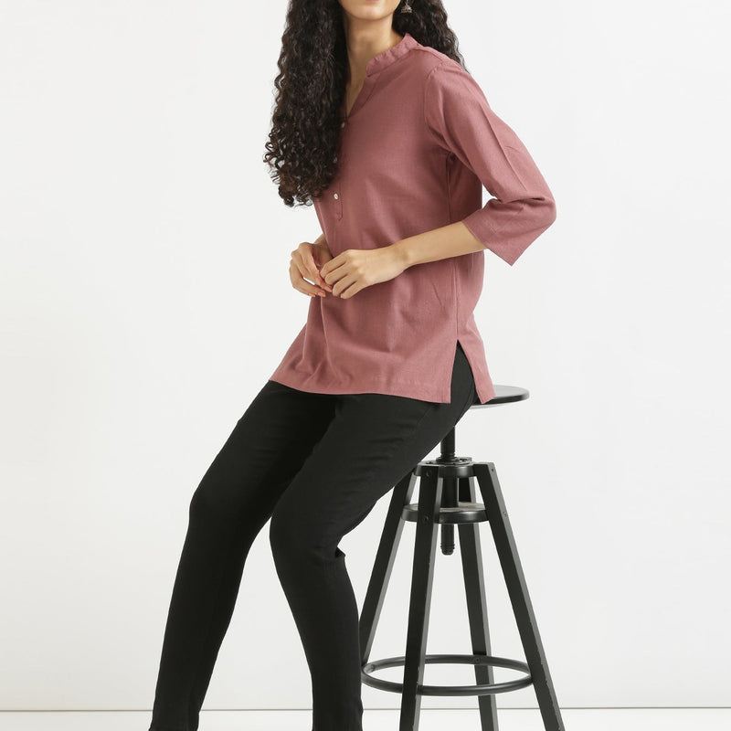Rose Taupe Linen Kurta