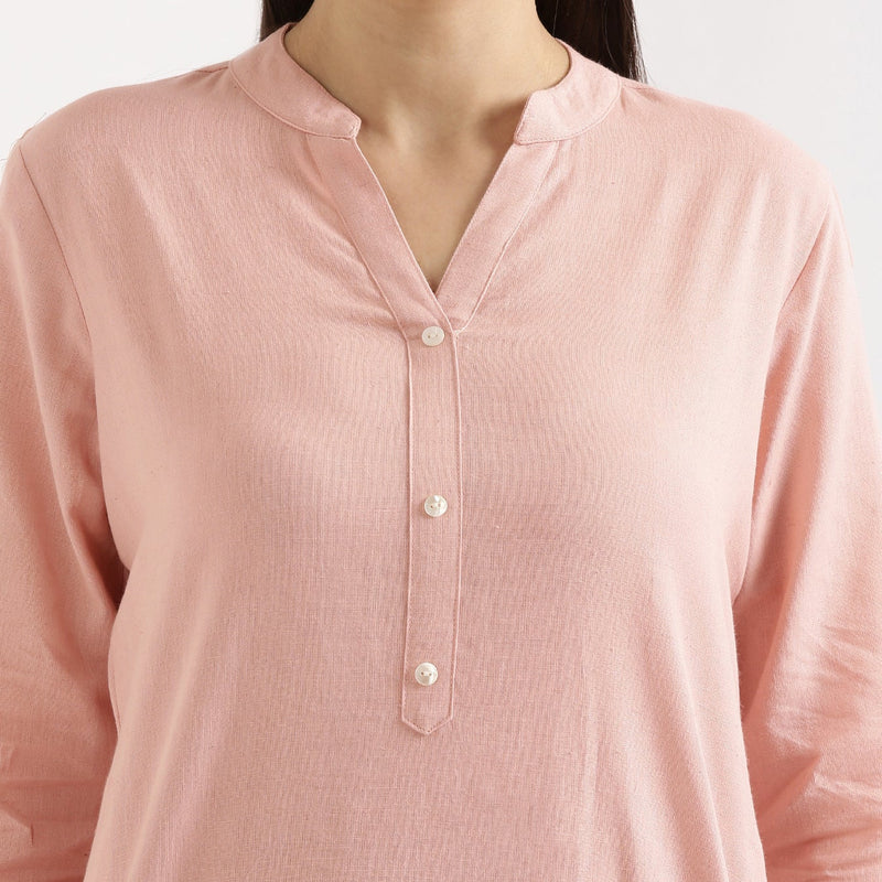 Salmon Pink Linen Kurta
